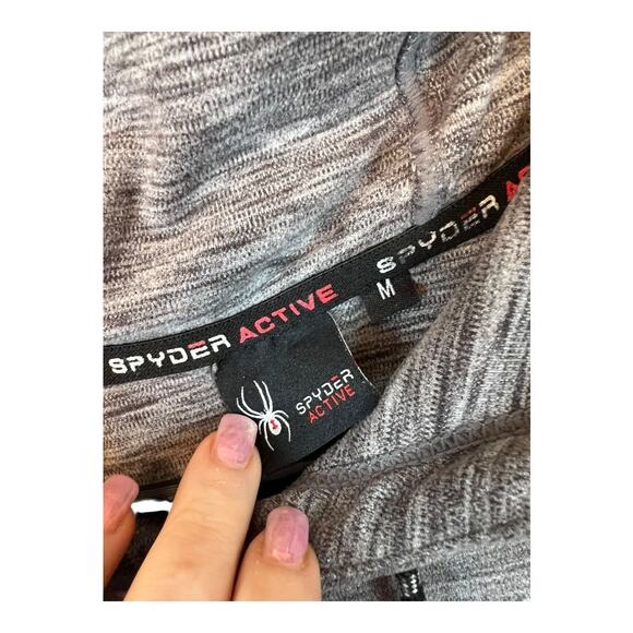 Spyder Hoodie Athletic Top Shirt Workout Gym Athleisure Sports Gray Pullover M - Picture 3 of 5